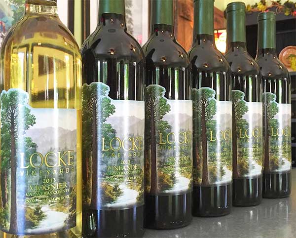 Locke Vineyards wine bottles