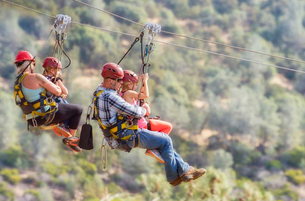 Tandem zip lines at Moaning Cavern Adventure Park