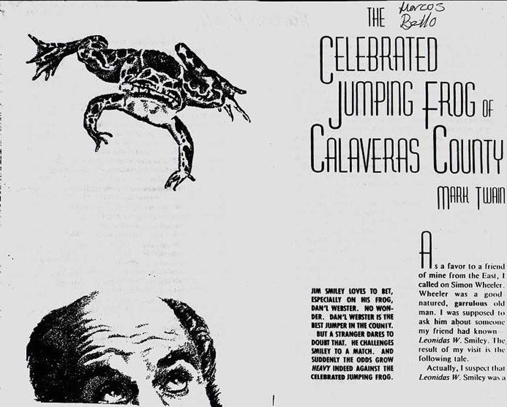 Mark Twain The Celebrated Jumping Frog Of Calaveras County The Celebrated Jumping Frog - Mark Twain's Angels Camp story