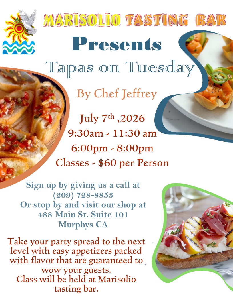 Tapas on Tuesday Cooking Class – Evening Class — event poster