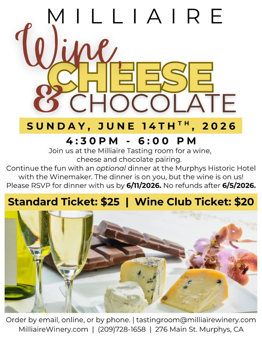 Wine, Cheese & Chocolate Pairing — event poster