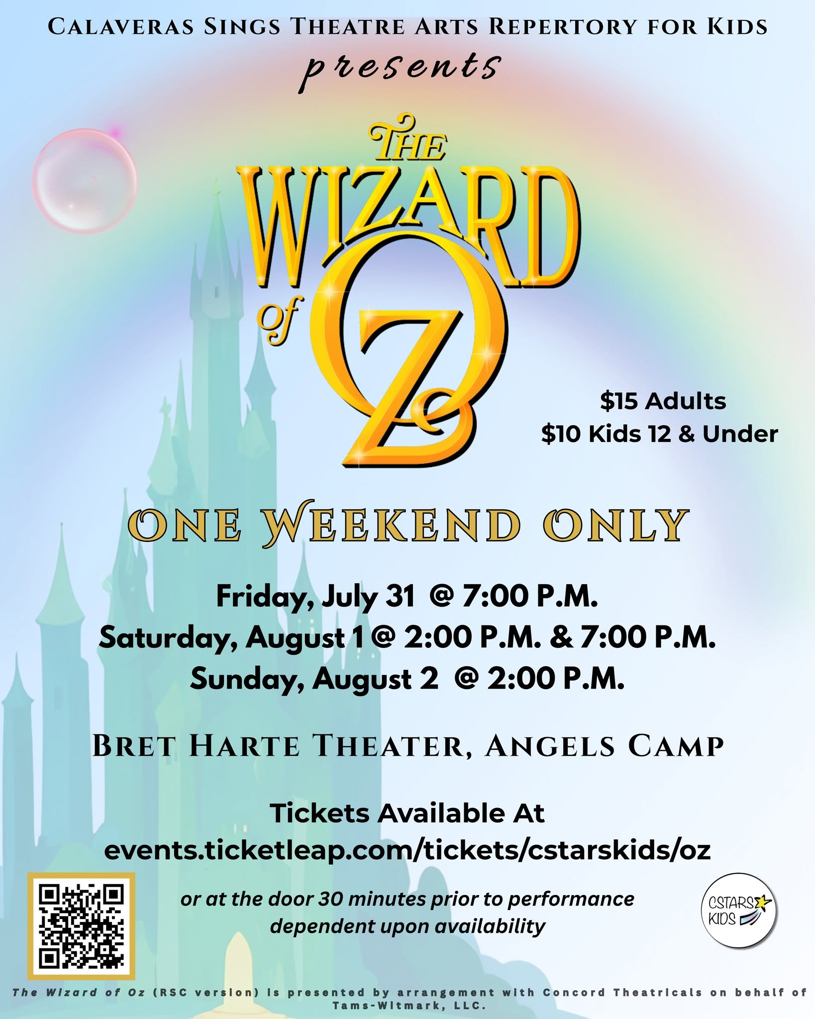 The Wizard of Oz — event poster