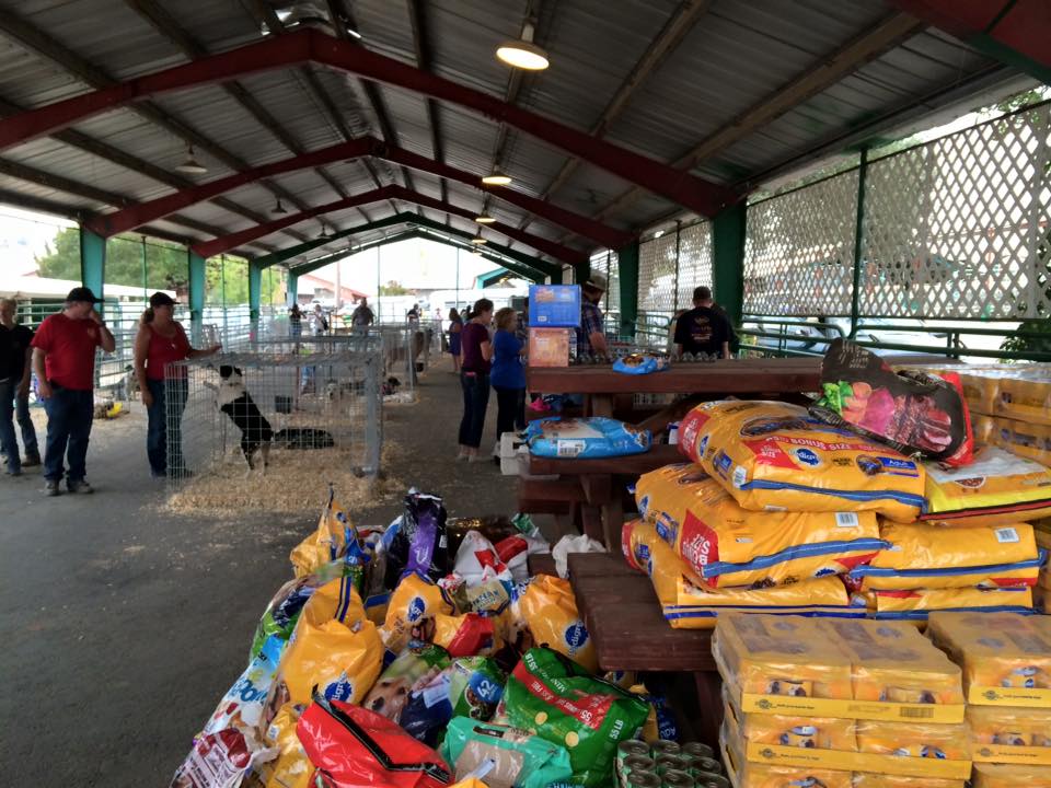 Donations for animals at the Calaveras County Fairgrounds during the Butte Fire